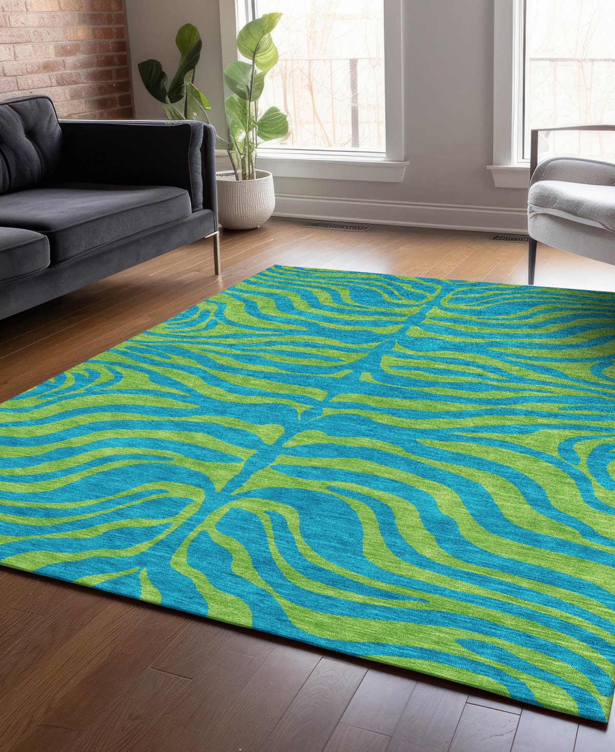 Addison Chantille Machine Washable Acn1043 5'x7'6" Area Rug In Teal