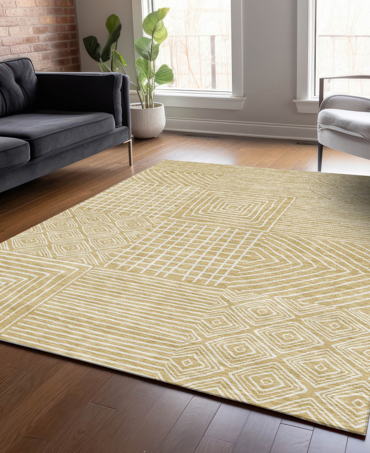 Addison Chantille Machine Washable Acn1044 3'x5' Area Rug In Wheat