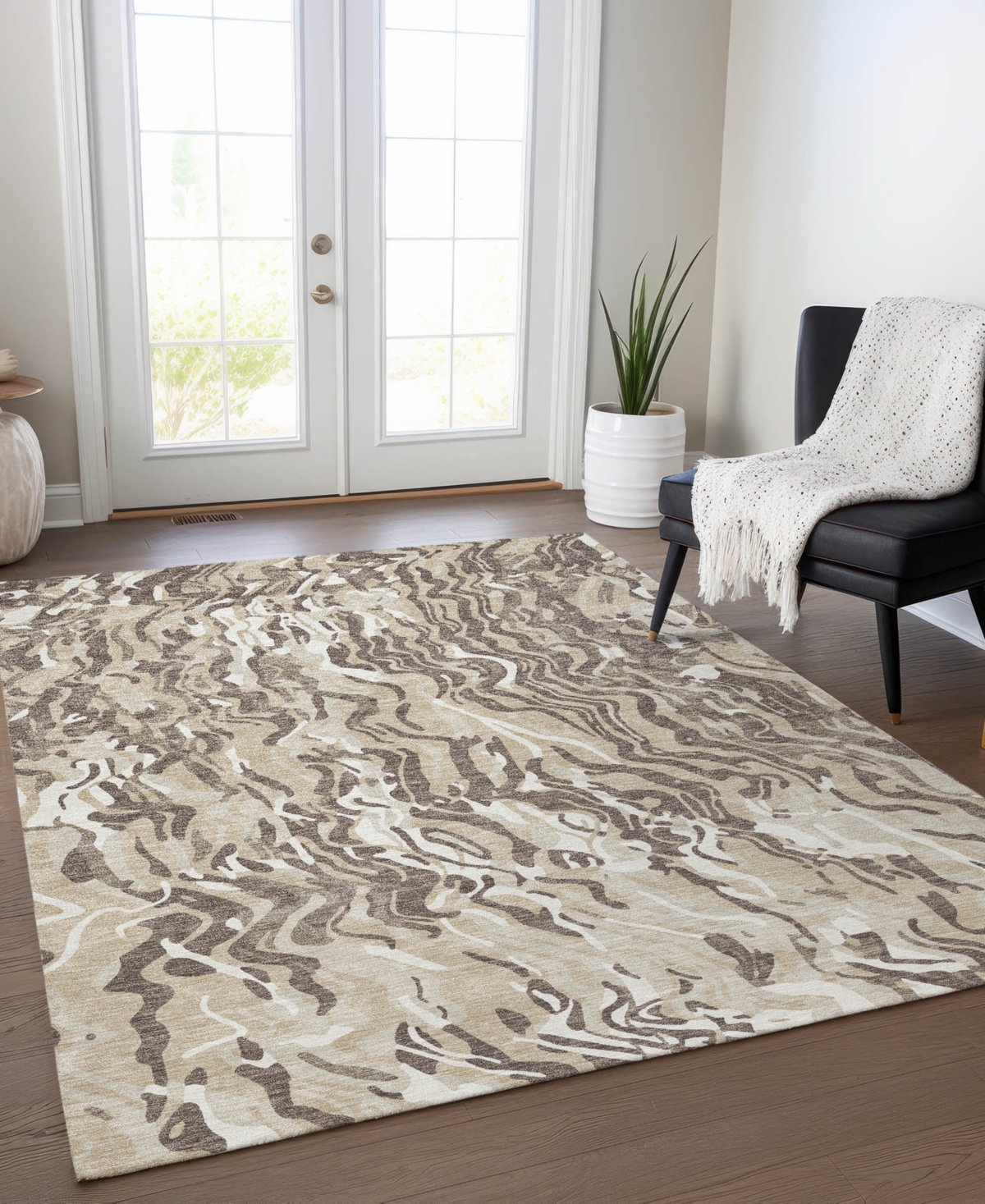Addison Chantille Machine Washable Acn1038 3'x5' Area Rug In Beige