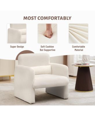 Modern Accent Chair, Chenille Upholstered Single Sofa Chair with Arms and Waist Pillow, Comfy Reading Armchair for Bedroom, Living Room, Office, or Apartment