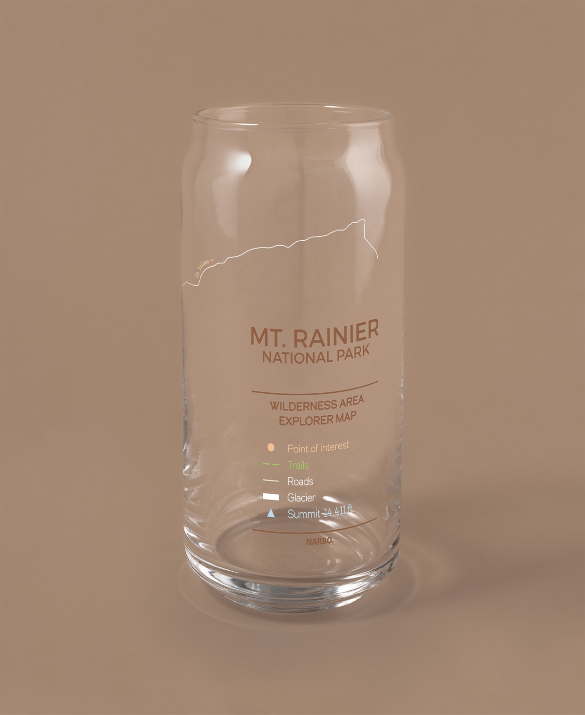 Narbo The Can Mt. Rainier Map Everyday Glassware, Set Of 2 In White