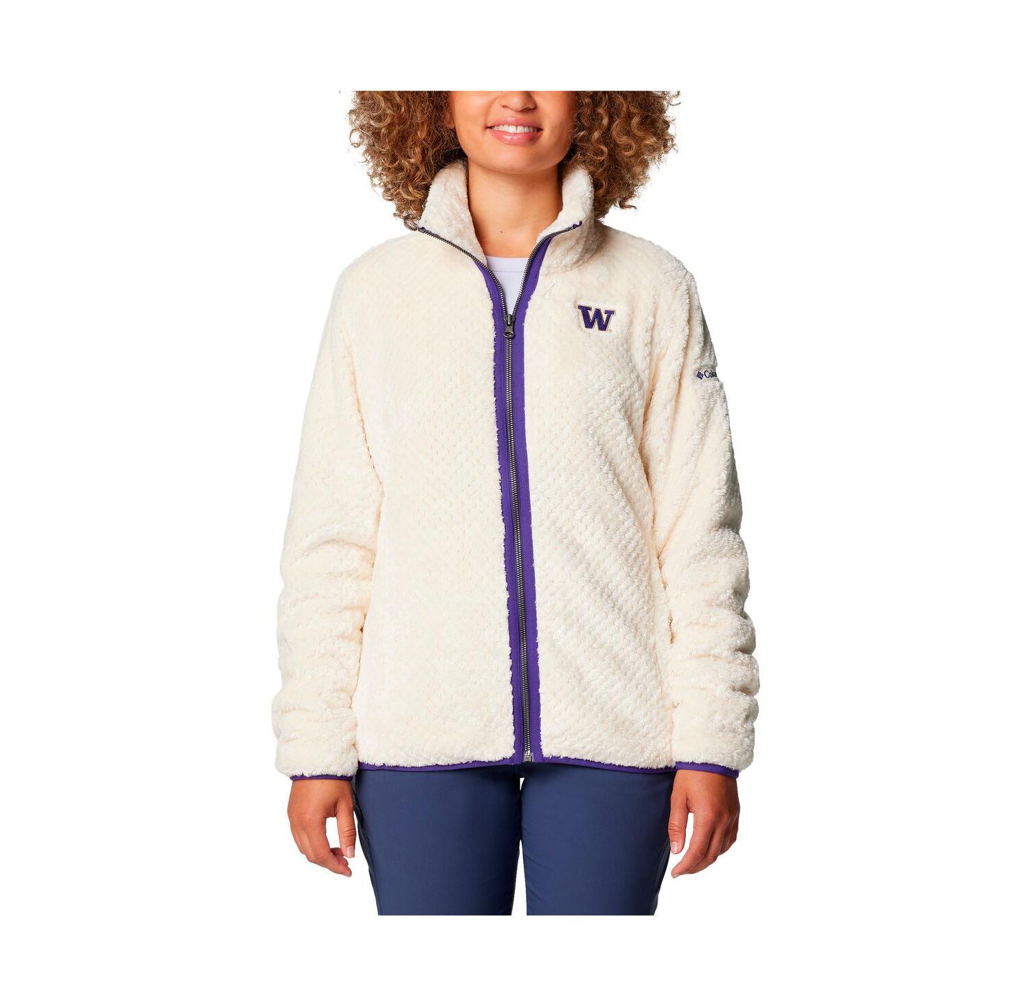 Women's Cream Washington Huskies Fireside II Sherpa Full-Zip Jacket