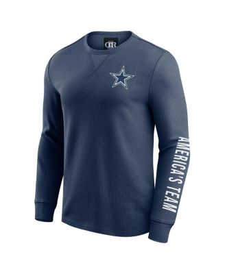 Men's Navy Dallas Cowboys Washed Waffle-Knit Long Sleeve T-Shirt