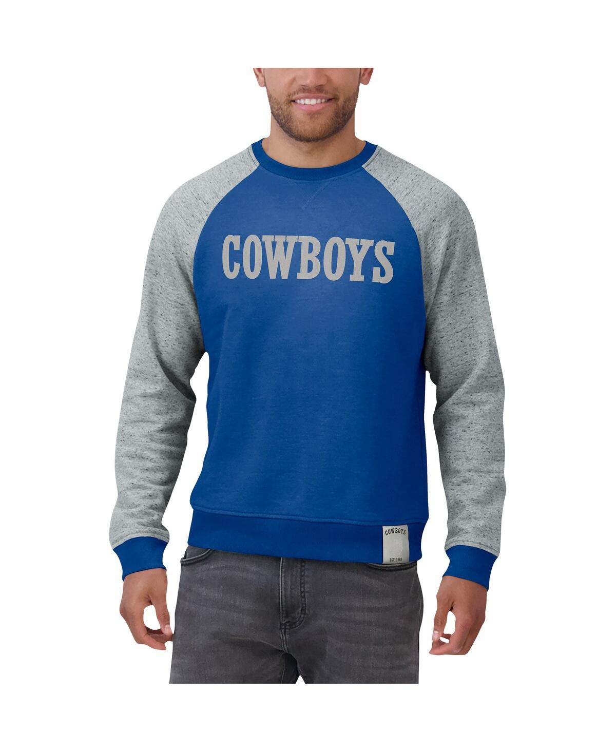 Darius Rucker Collection by Fanatics Men'sGray Dallas Cowboys Throwback Color Block Raglan Pullover Sweatshirt - Blue, Gray