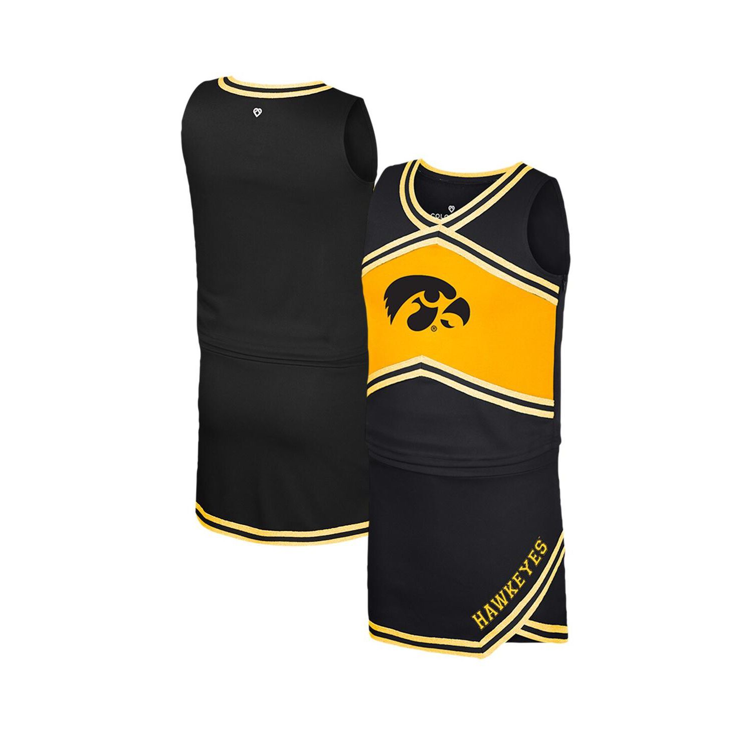 Big Girls Black Iowa Hawkeyes Cheerleader Top Skirt Set