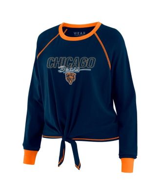Women's Navy Chicago Bears Tie-Front Long Sleeve T-Shirt