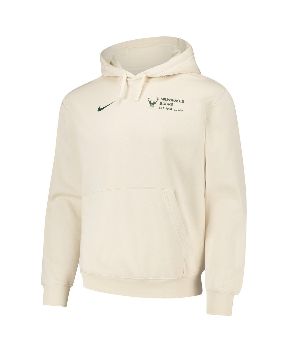 Nike Men'sMilwaukee Bucks Courtside Club Pullover Hoodie - Oatmeal