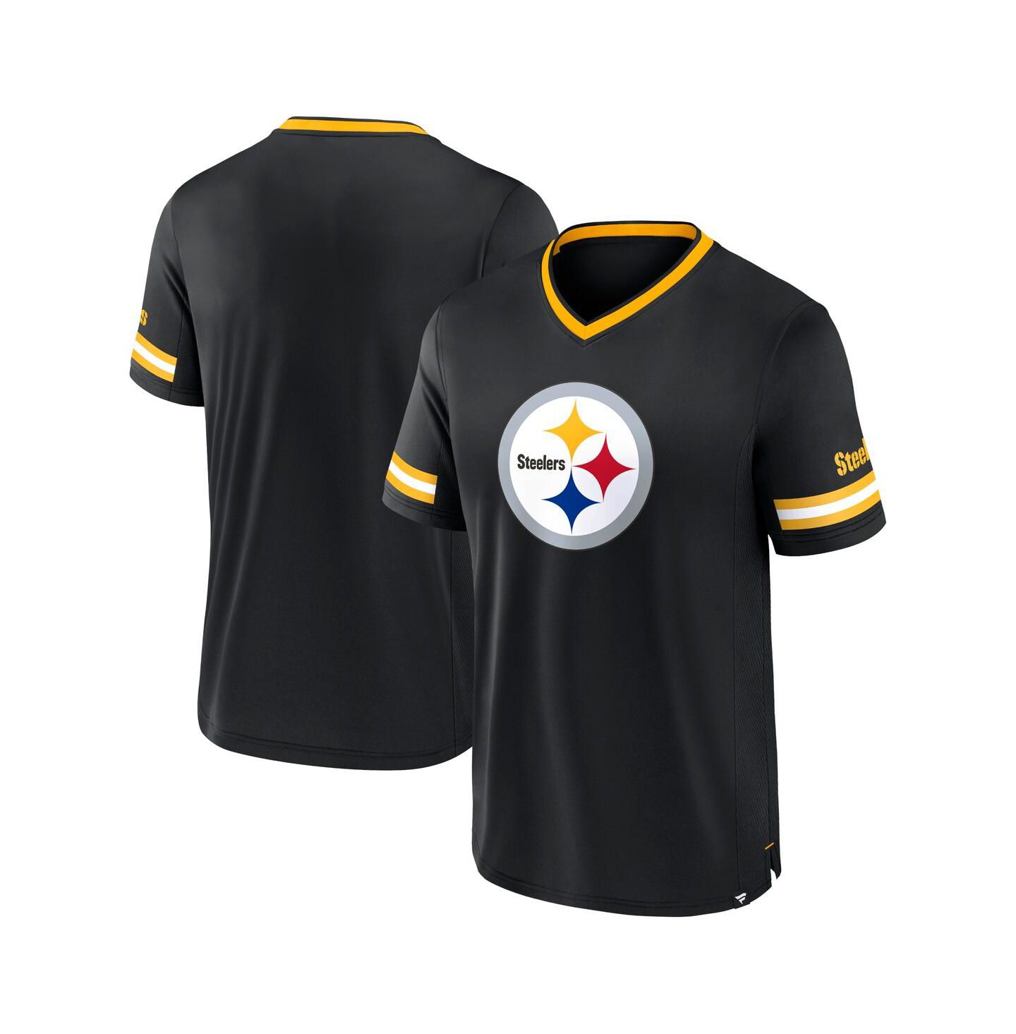 Мужская футболка Fanatics Black Pittsburgh Steelers Stripe Stacking — фото 1