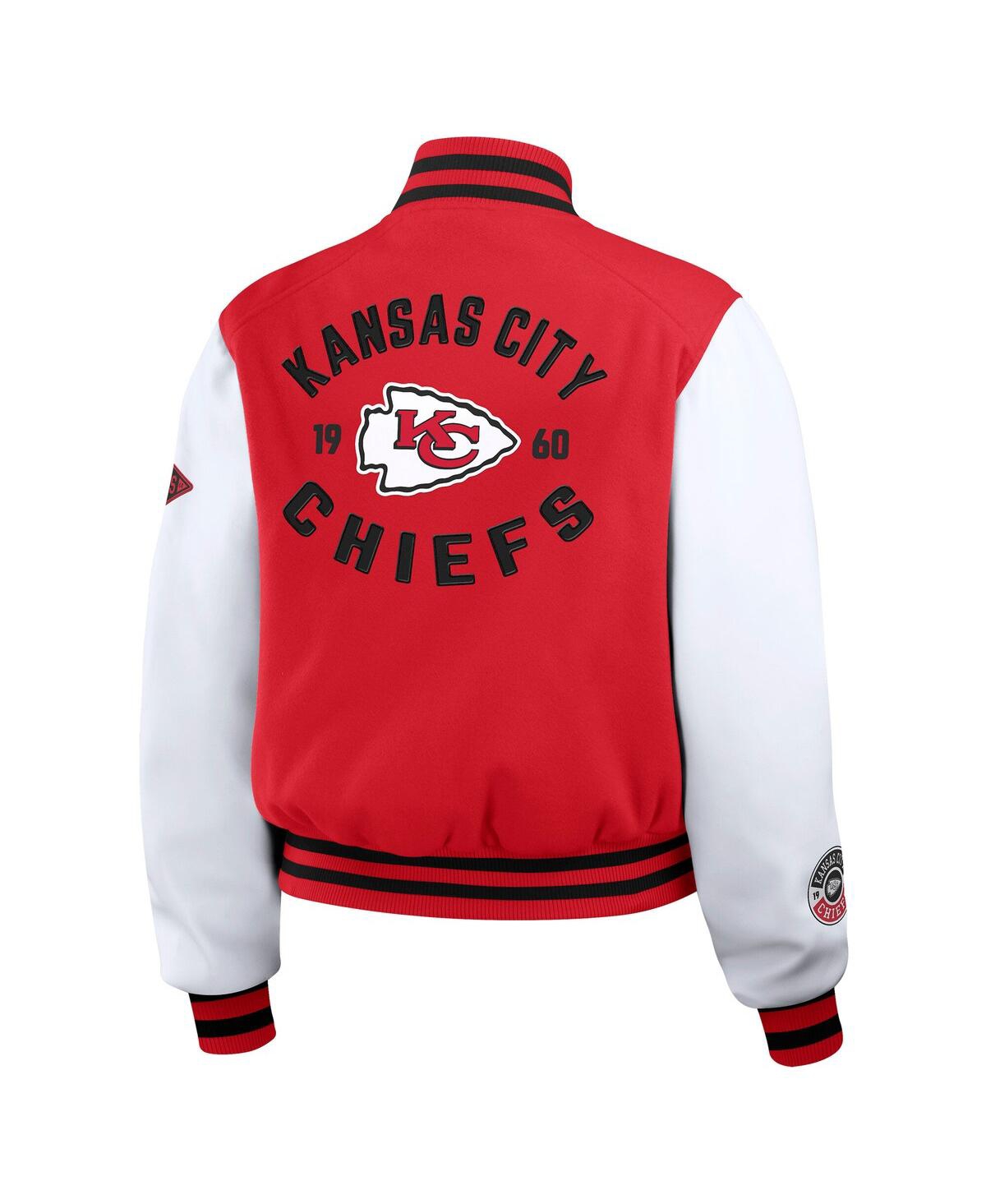 Wear By Erin Andrews Women's Red/white Kansas City Chiefs Varsity Full-zip Jacket In Red,white