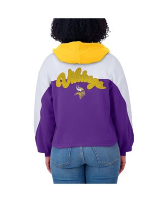Women's Purple/White Minnesota Vikings Plus Size Color Block Full-Zip Hoodie