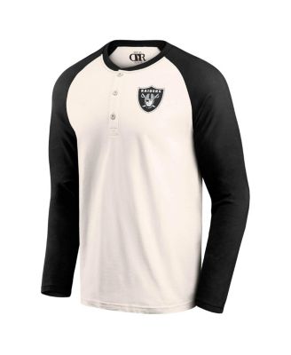 Men's Cream/Black Las Vegas Raiders Raglan Henley T-Shirt