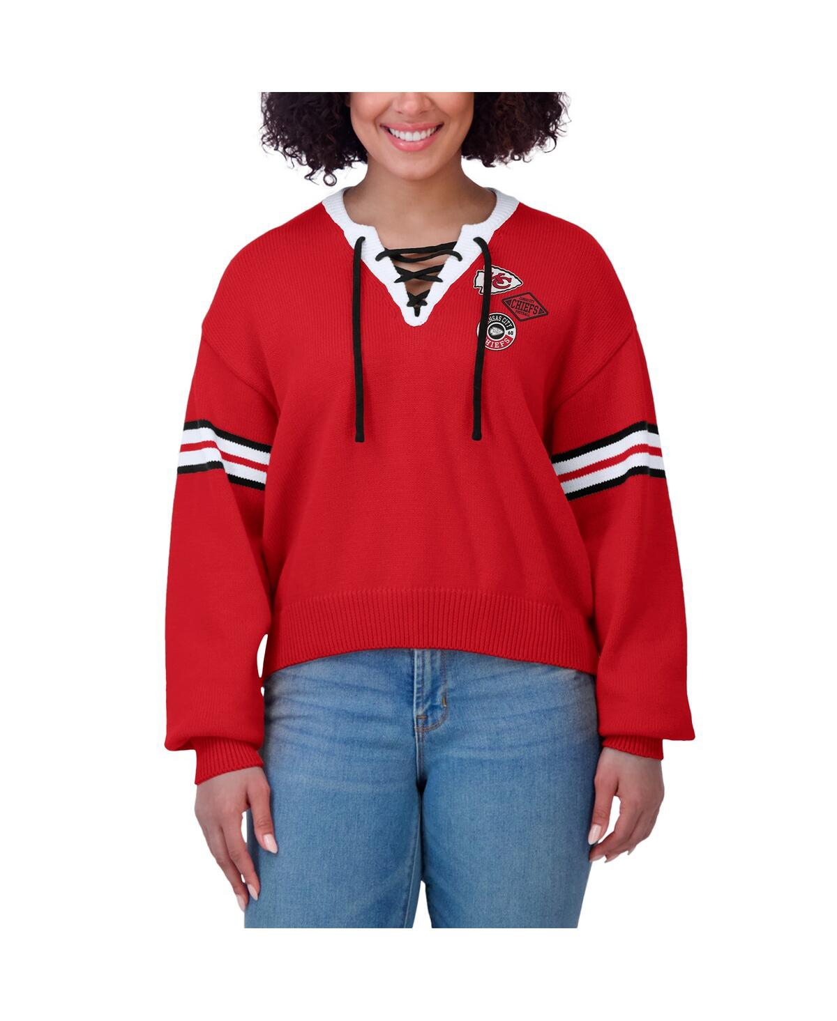 Wear by Erin Andrews Women'sKansas City Chiefs Lace-Up Sweater - Red
