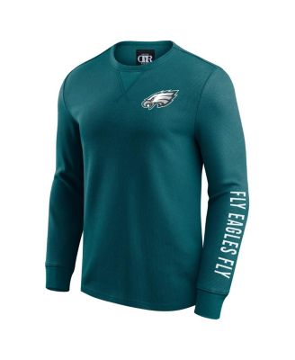 Men's Kelly Green Philadelphia Eagles Washed Waffle-Knit Long Sleeve T-Shirt