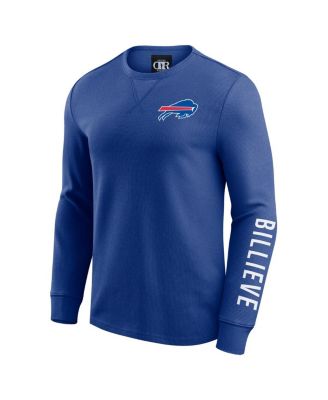 Men's Royal Buffalo Bills Washed Waffle-Knit Long Sleeve T-Shirt