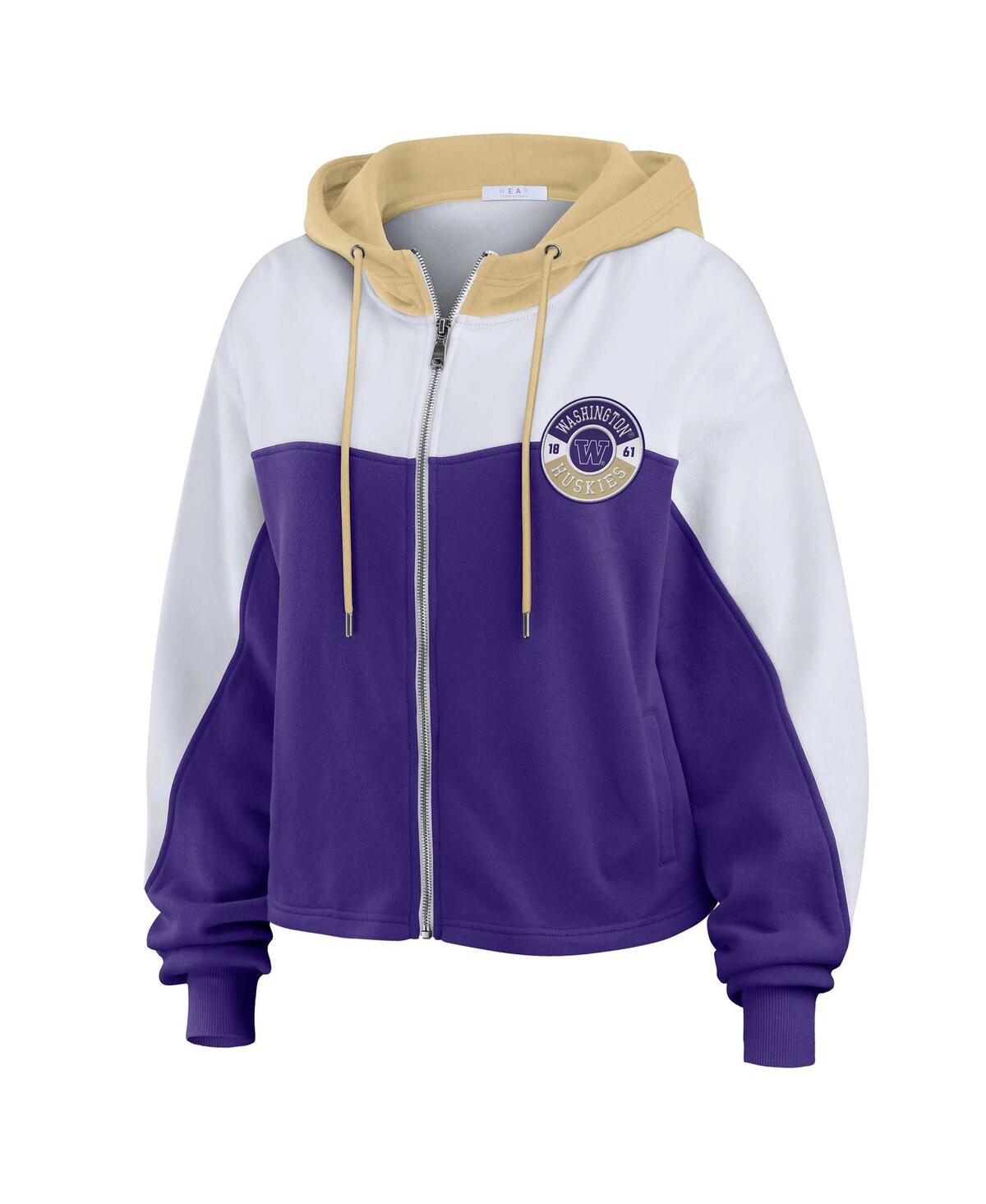 Wear By Erin Andrews Women's Purple Washington Huskies Color-block Full-zip Hoodie In Purple