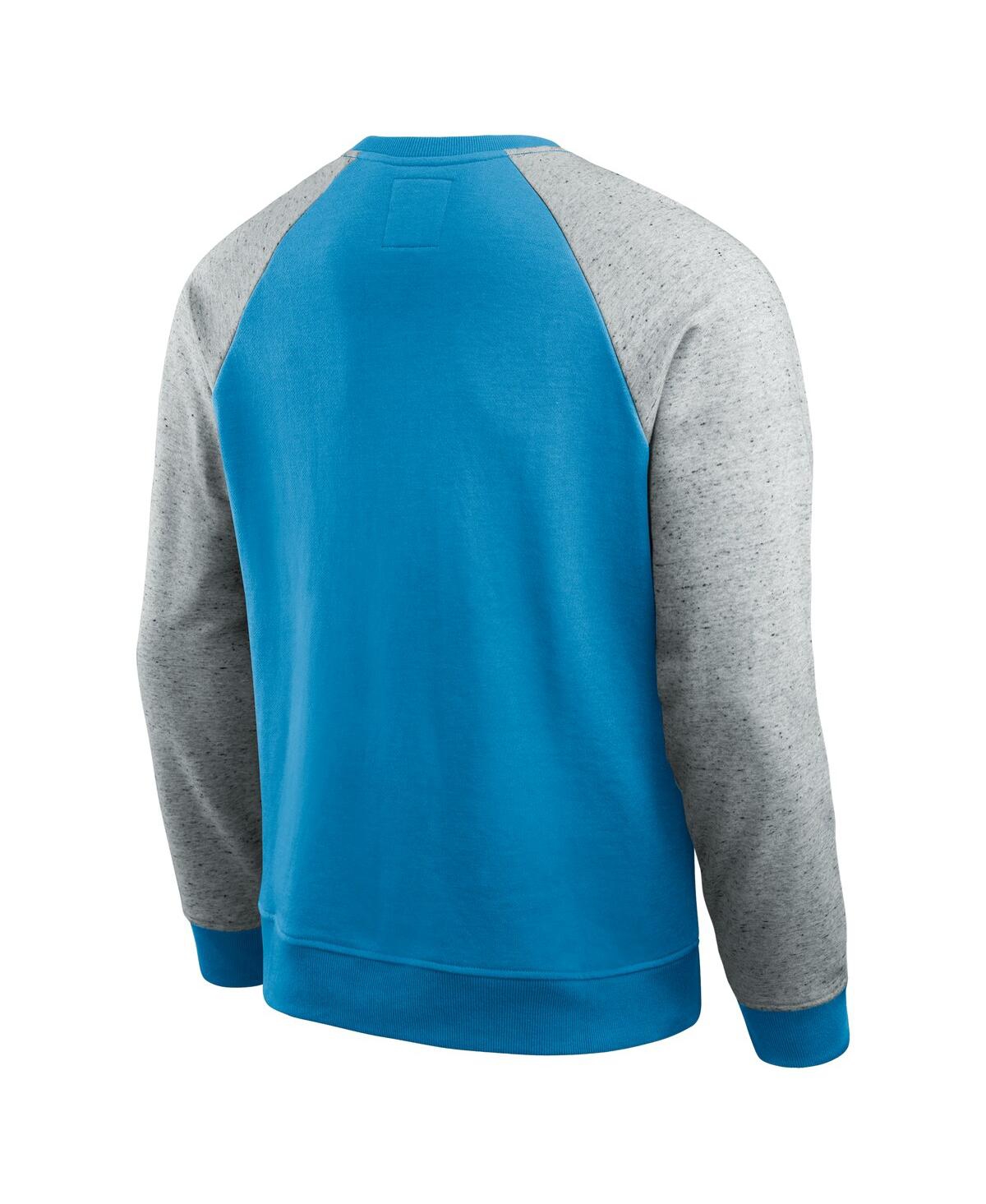 Fanatics Men'sHeather Gray Detroit Lions Colorblock Pullover Sweatshirt - Blue, Heather Gray