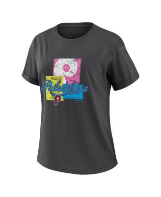 Women's Charcoal Philadelphia Phillies Domestic Box Color Boyfriend T-Shirt