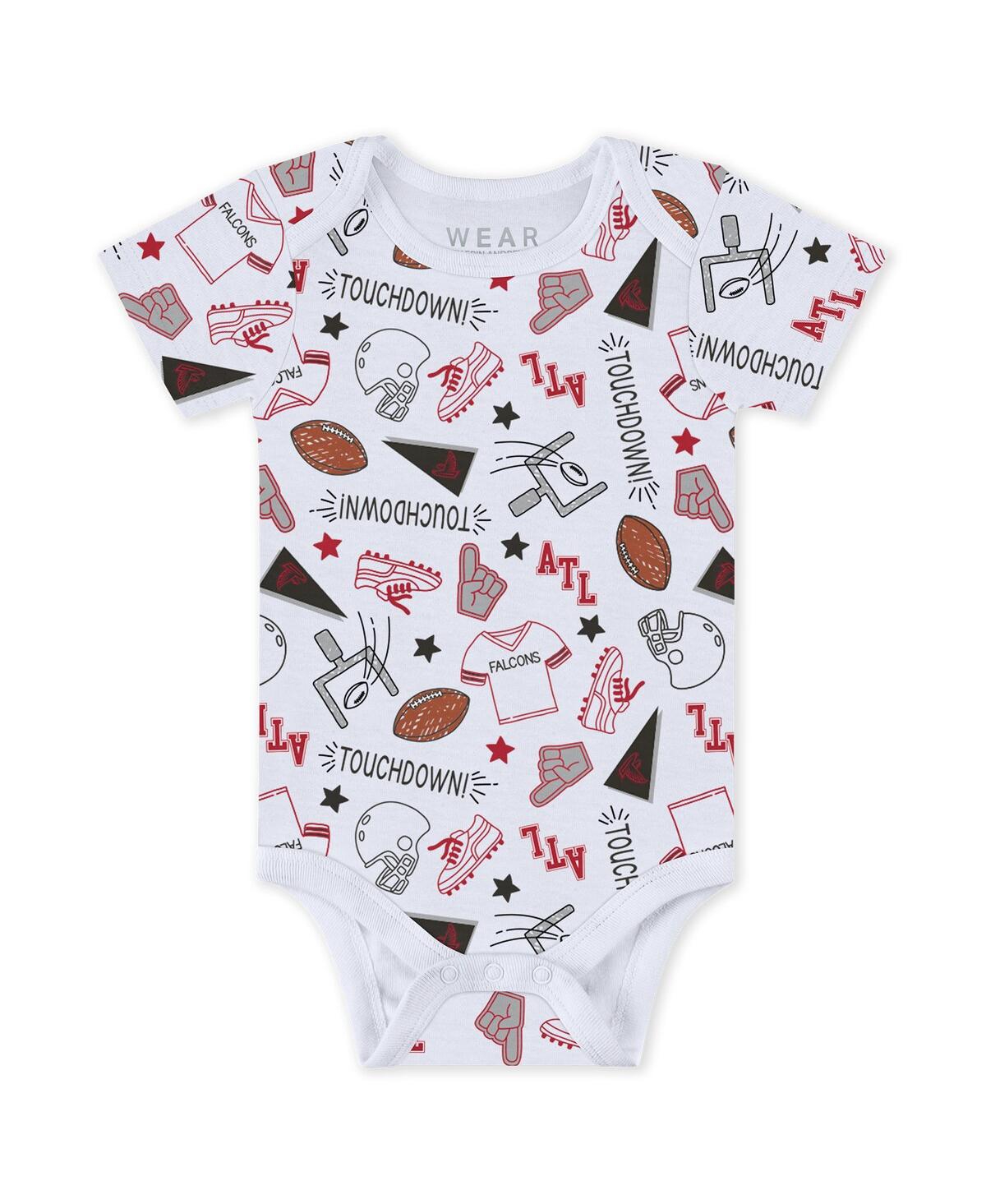 Wear By Erin Andrews Baby Boys And Girls Atlanta Falcons Three-piece Turn Me Around Bodysuits Pant Set In Red,heather Gray