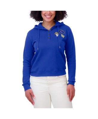 Women's Royal Los Angeles Rams Waffle Hoodie Pullover Top