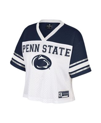 Women's White Penn State Nittany Lions Treasure Cropped Football Jersey