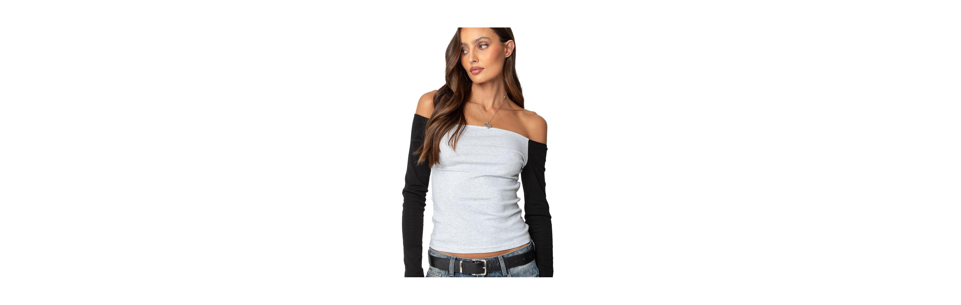 Edikted Womens Contrast Off Shoulder Top