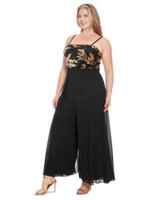 Plus Size Sequined Overlay Jumpsuit