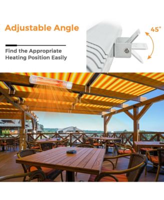 1500W Electric Patio Heater Wall-Mounted Infrared Heater w/Remote Control Silver