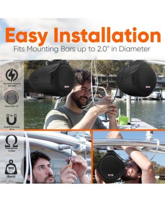 8" Marine Wakeboard Tower Speakers - 300W Waterproof, Dual Bullet Style, Black (PLMRB85)