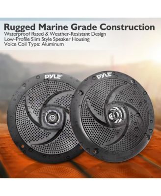 5.25" Waterproof Marine LED Speakers - Low Profile, 2-Way, 180W (PLMRS53BL), Blue LED