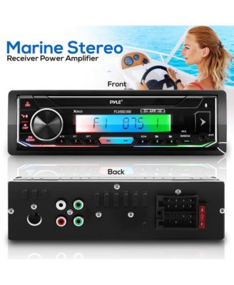 Marine Bluetooth Stereo Receiver - AM/FM/MP3/USB/SD, LCD Display, Single DIN (PLMRB38B)