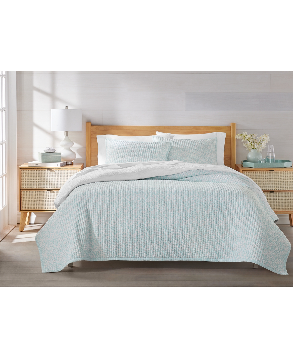 Charter Club Leaf Silhouette 3-pc. Quilt Set, Full/queen, Exclusively At Macy's In Blue
