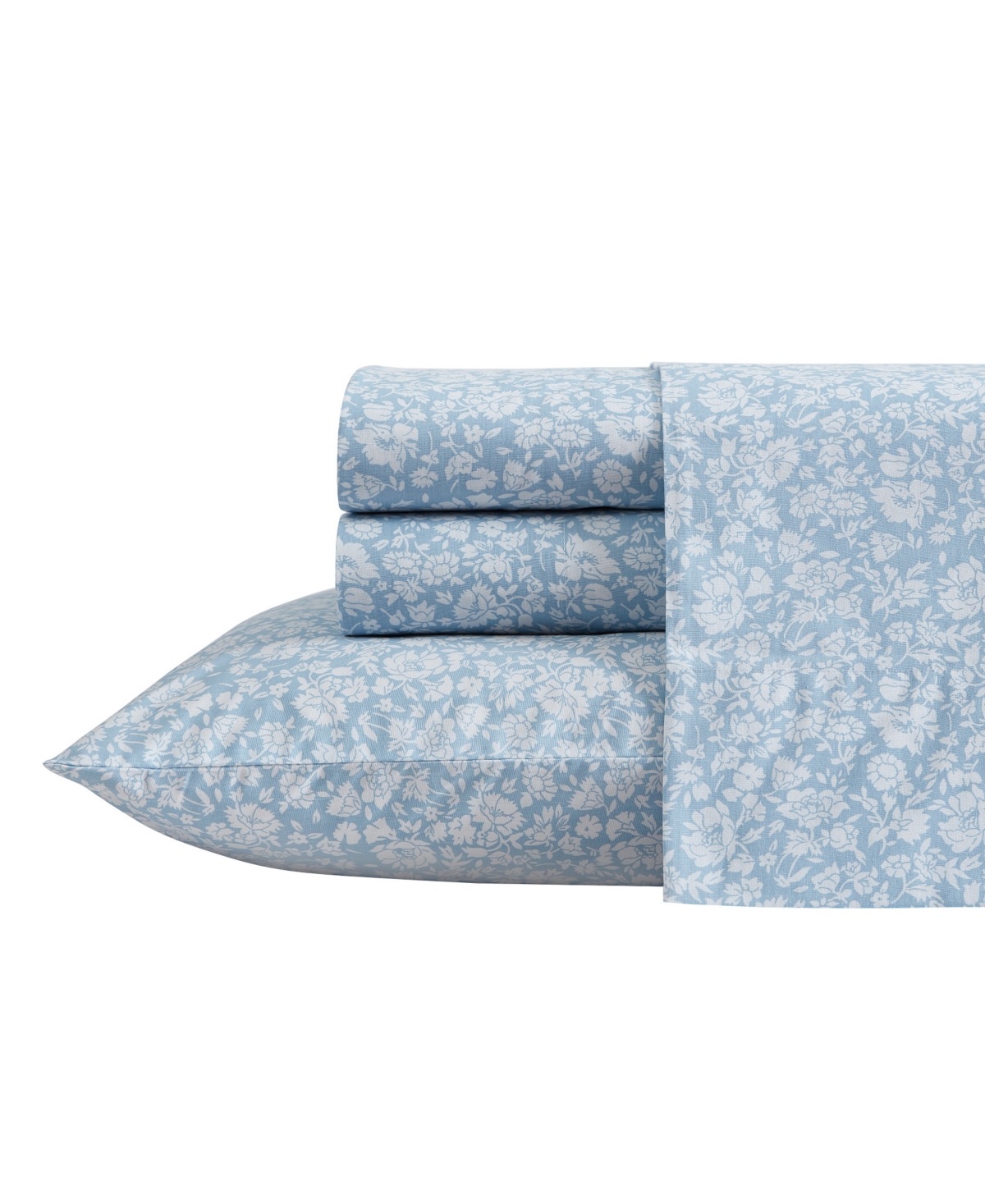 Laura Ashley Closeout!  300 Thread Count Cotton Sateen 4-pc. Sheet Set, Queen In Heirloom Ditzy