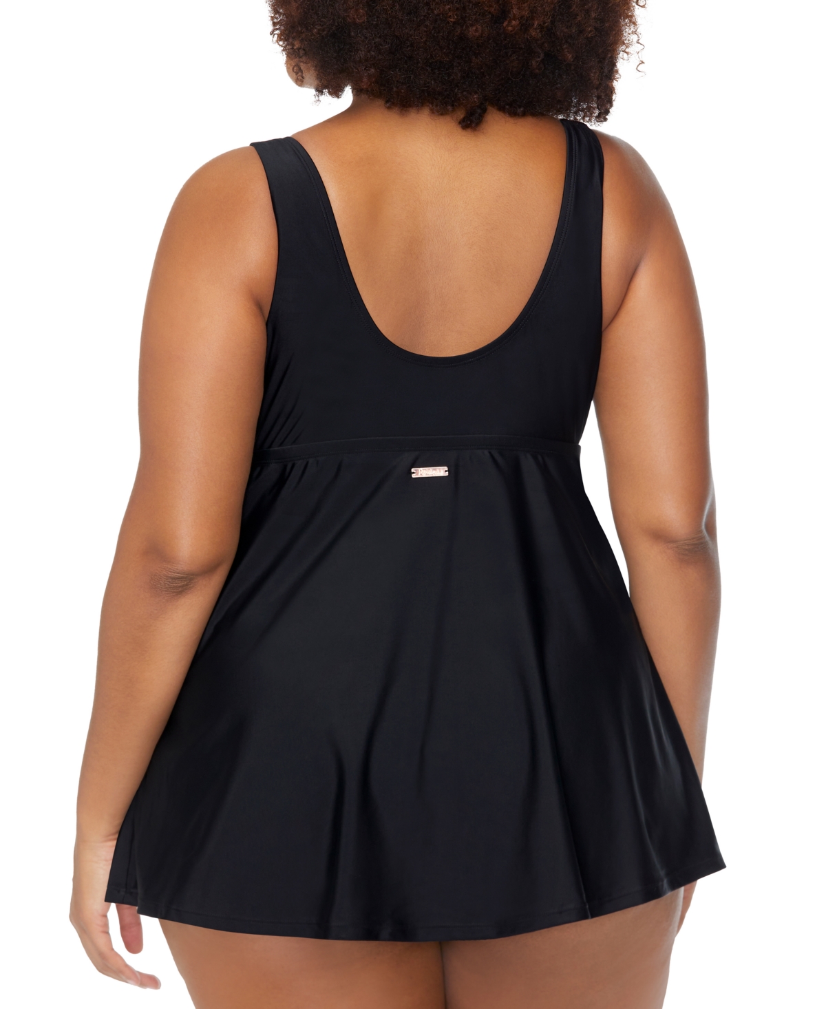 Raisins Curve Trendy Plus Size Lucia Twist-front Swimdress In Black