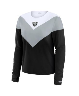 Women's Black/Silver Las Vegas Raiders Chevron Tri-Blend Long Sleeve T-Shirt