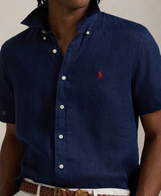 Men's Short-Sleeve Linen Button-Up