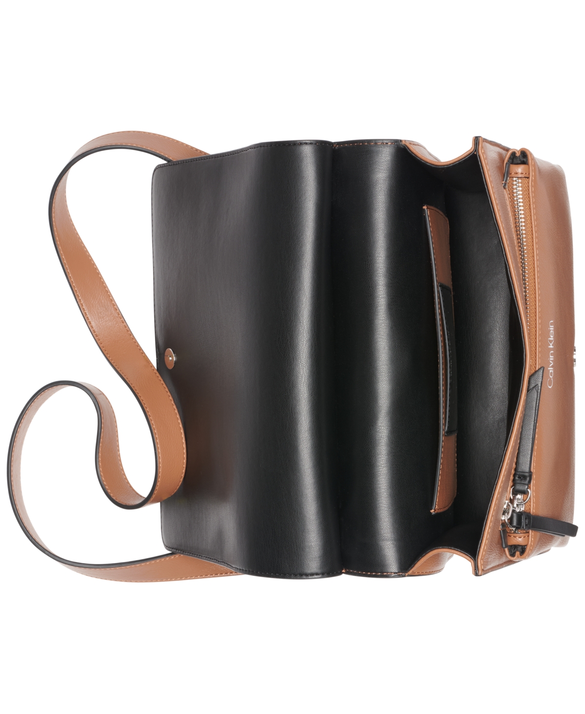 Shop Calvin Klein Havana Flap Small Messenger Bag In Caramel