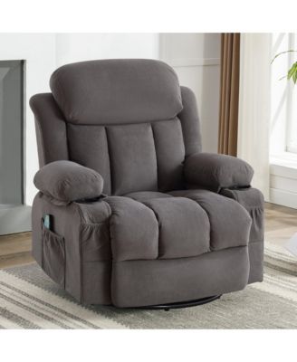 Swinging Recliner Massage Heated Sofa with USB and 2 Cup Holders