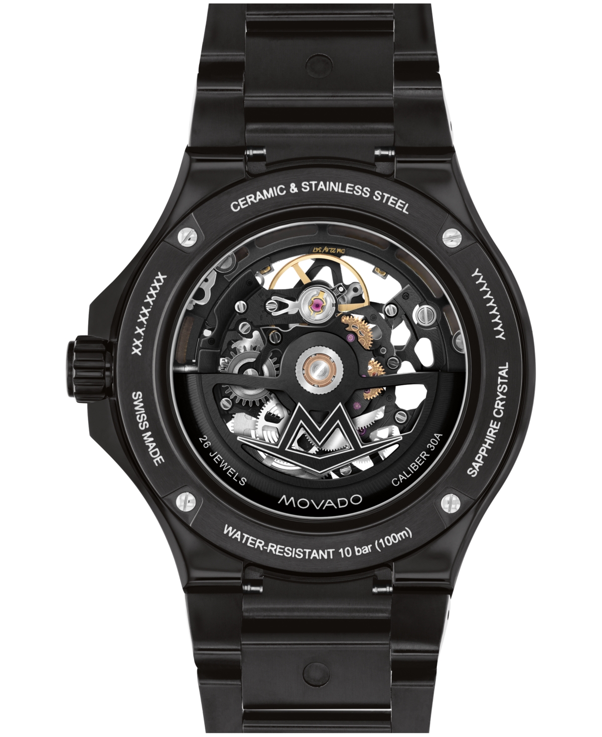Movado Men's Alta S.e. Skeleton Swiss Automatic Black Pvd Watch, 43.50mm In Black