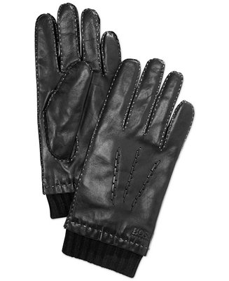 Hugo Boss Heylor Leather Gloves - Macy's