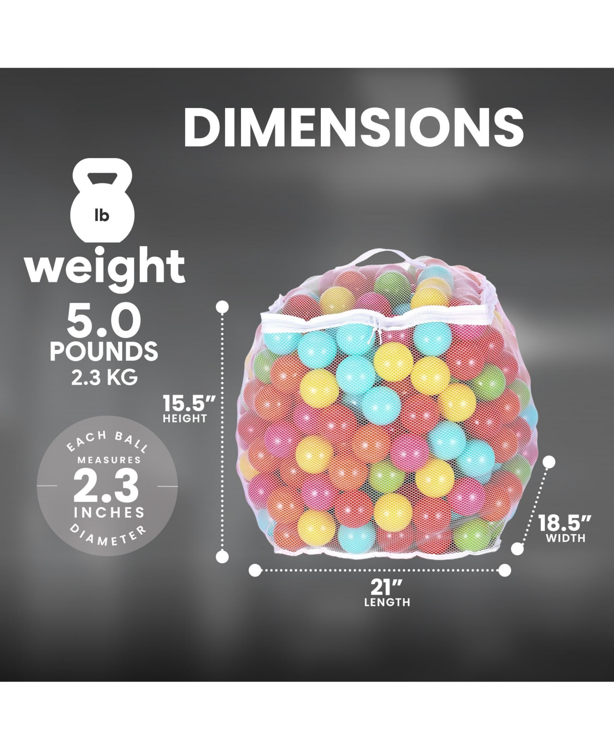 BalanceFrom Fitness 2.3 In Crush Proof Play Pit Balls w/ Storage Bag,- Multicolor
