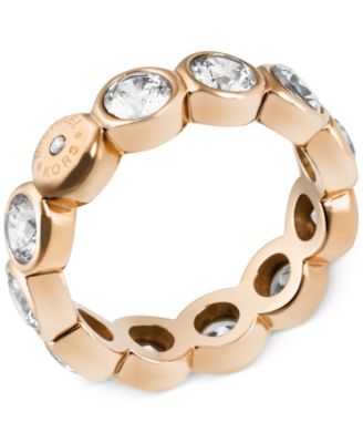 Michael Kors - Gold-Tone Crystal Bezel Band Ring