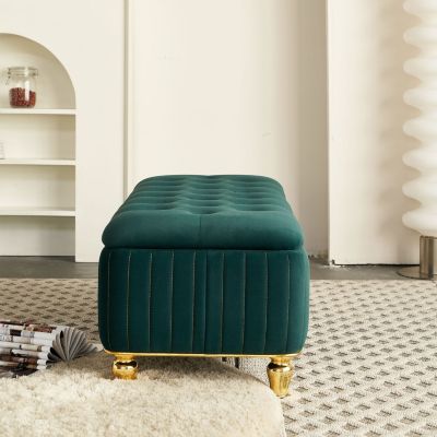 Streamdale 47'' Velvet Storage Ottoman, Gold Accents