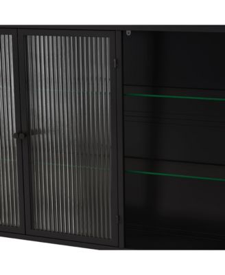 Arched Glass Wall Cabinets (Set of 3, Black)