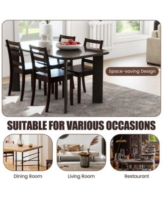 Set of 4 Dining Chairs Ladder Back Armless Side Chair w/ Solid Rubber Wood Legs