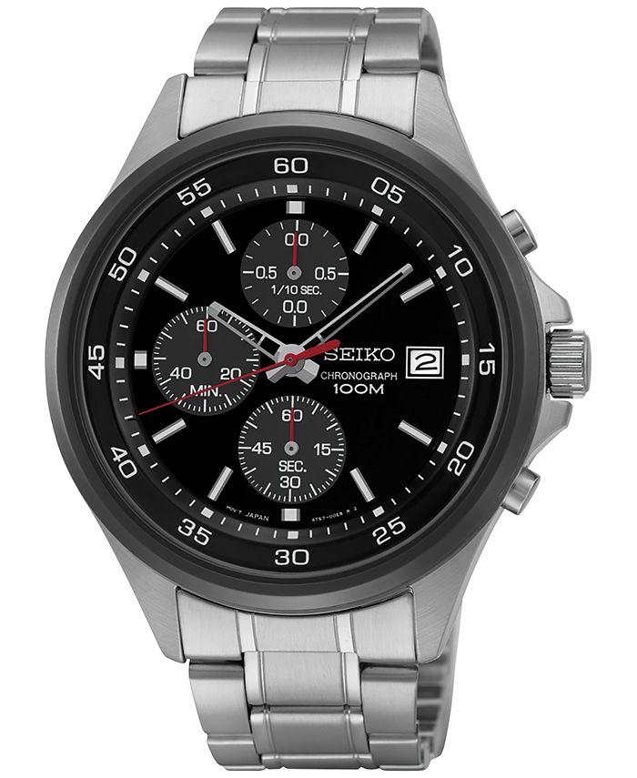 Seiko Men's Chronograph Stainless Steel Bracelet Watch 43mm SKS491 &  Reviews - Macy's