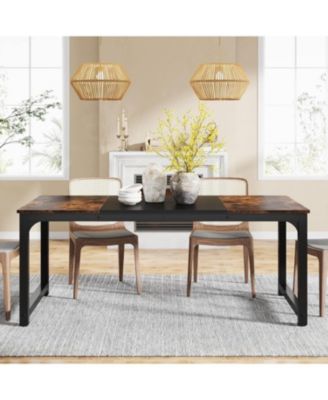 71"x31.5" Dining Table, Industrial for 6-8 Person, Rectangular Dinner Table for Dining Room Kitchen Living Room, with Heavy Duty Metal Legs