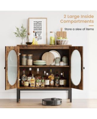 Buffet Cabinet, Rattan Storage Cabinet with Doors and Shelves, Accent Cabinet Sideboard, Wood Console Cabinet with Storage Entryway Cabinet for Living Room, Dining Room, Hallway