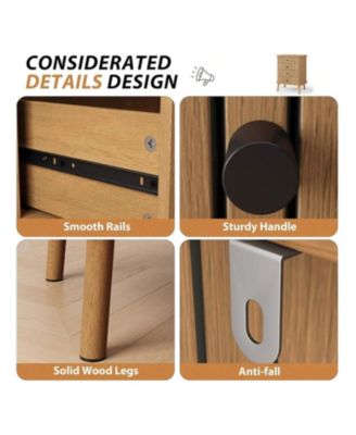 4-Drawer Wood & Wicker Dresser/Nightstand with Spacious Storage, Handles, Boho Style