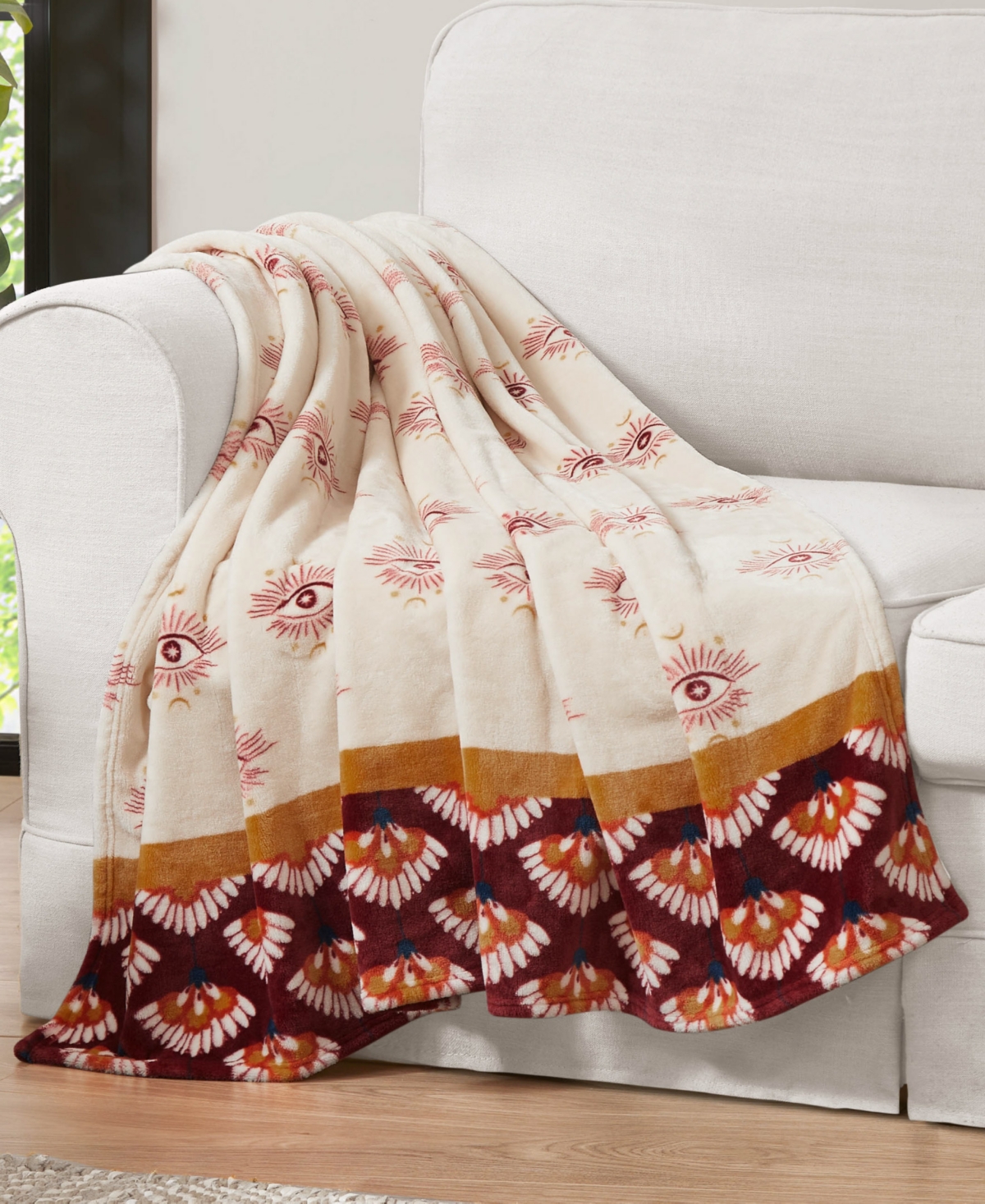 Jessica Simpson Plush Ultra Soft Throw, 50" X 70" In Celeste Burgandy,red
