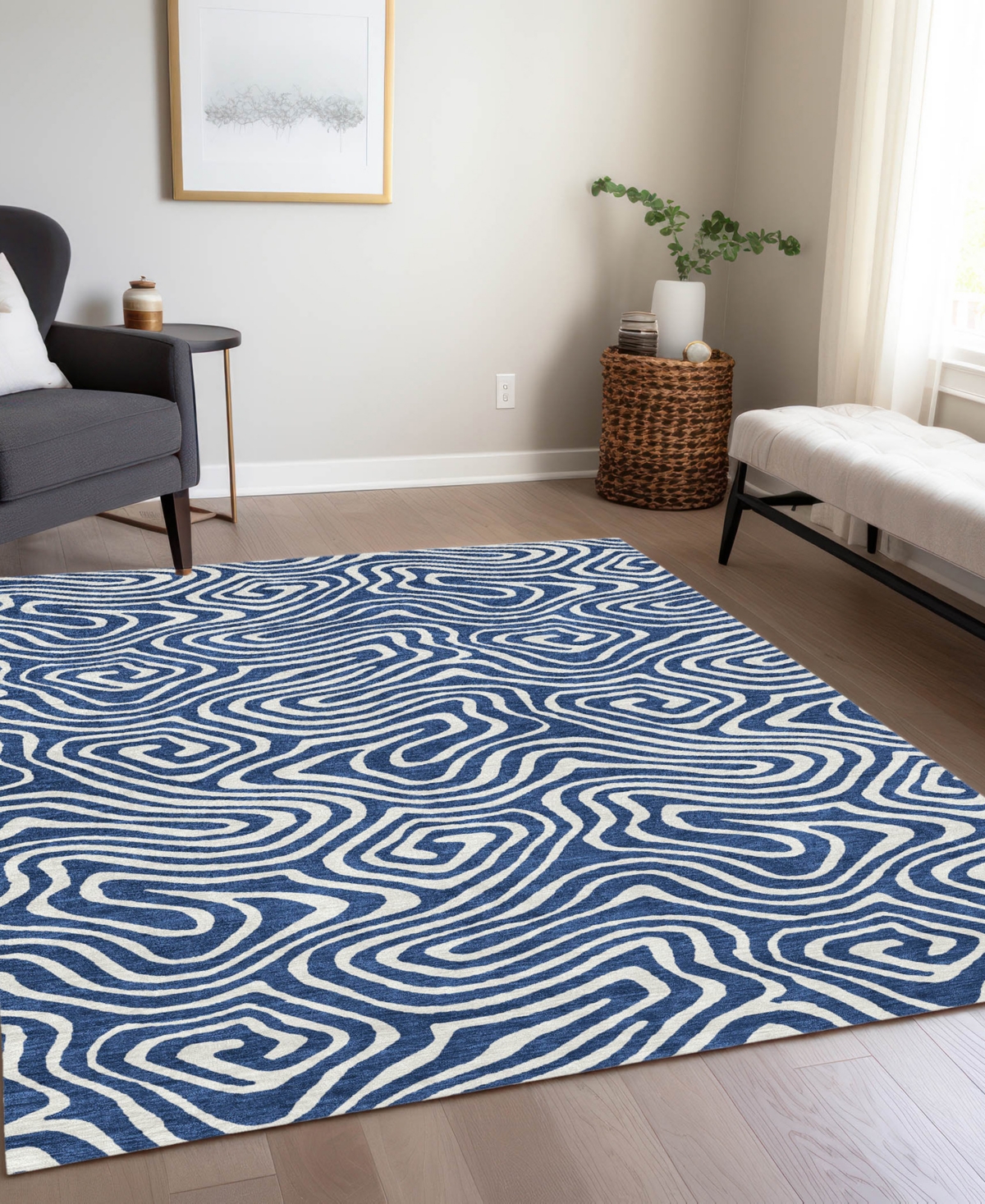 Addison Chantille Machine Washable Acn1020 9'x12' Area Rug In Navy